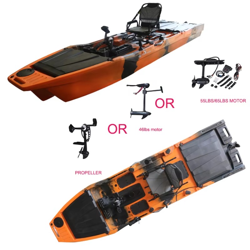 Fishing Boat Trolling Motor - เรือคายัคแบบเดี่ยว Viking 12.6 ฟุต พร้อมใบพัดขับเคลื่อนด้วยเท้า และมอเตอร์ไฟฟ้า